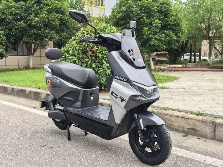 Gray GOWEI Jingsha II electric scooter viewed from the front side